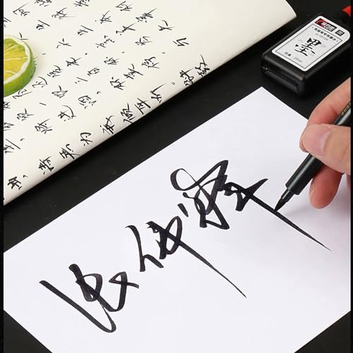 Maxmartt 3 Pcs Ink Pen Artist 3 Size Calligraphy Pen for Writing Drawing Chinese Japanese Calligraphy Shodo Brush Ink Pen Fineliner Pens Calligraphy Set for Beginners