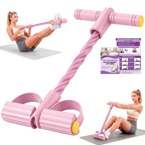 Foot Pedal Resistance Bands with Handles, 6-Tube Multifunction Elastic Yoga Exercise Bands, Home Gym Fitness Equipment for Women & Men to Abs, Core, Leg, Arm, Waist Workout - color: Pink
