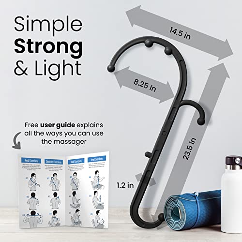 LiBa Back Massager Trigger Point Cane, Deep Tissue Back Neck Massager Black | Pain relief tool, reaches between shoulder blades, BPA-free, trigger point massage tool for full body, shoulders, Legs - color: B. Black