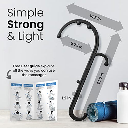 LiBa Back Massager Trigger Point Cane, Deep Tissue Back Neck Massager Black | Pain relief tool, reaches between shoulder blades, BPA-free, trigger point massage tool for full body, shoulders, Legs - color: B. Black