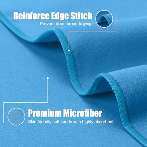 Quick Dry Travel Towel, 3 Sizes 1 Pack Camping Microfiber Towel, Lightweight Fast Drying Towels Set 60"x30", 30"x15", 15"x15" w/Bag for Gym, Beach, Hiking, Swimming, Light Blue - color: Light Blue