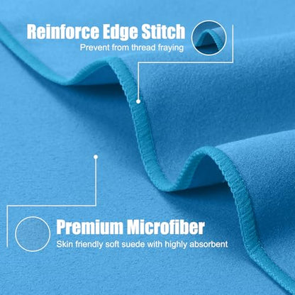 Quick Dry Travel Towel, 3 Sizes 1 Pack Camping Microfiber Towel, Lightweight Fast Drying Towels Set 60"x30", 30"x15", 15"x15" w/Bag for Gym, Beach, Hiking, Swimming, Light Blue - color: Light Blue