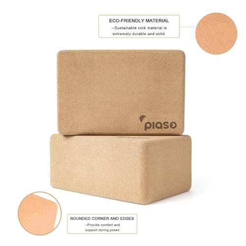 Cork Yoga Block 2 Pack for Pilates, Non-Slip & High Density Blocks