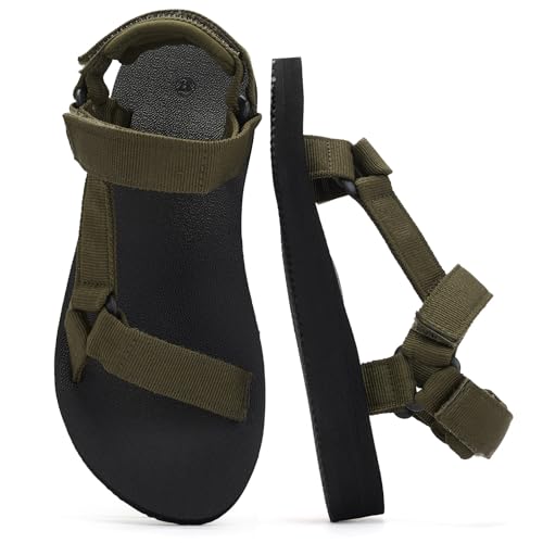 Womens Sport Hiking Water Sandals Quick Dry Outdoor | Comfortable Walking,Yoga Mat Insole,Athletic Sandals,Summer Shoes, Arch Support, Adjustable Straps，Ladies,Beach,River,Camping - color: Olive Green, size: 8