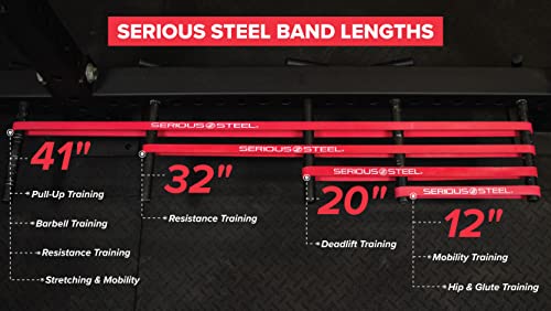 Serious Steel Fitness 81.3cm(32인치) 저항 트레이닝 밴드 (휴대용 운동 밴드 시스템 트레이닝 밴드 - 152cm(5피트 10인치) 미만의 개인에게 적합) - color: #2 레드 (4.5-22.7 kg)