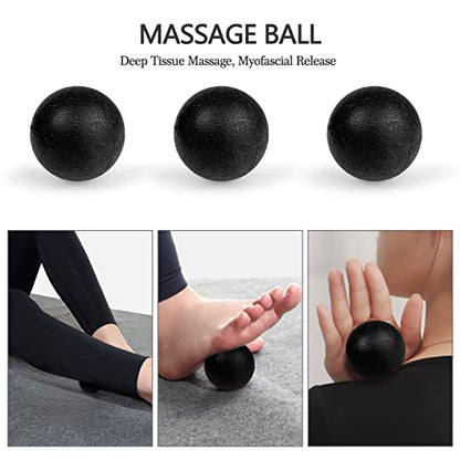 5 in 1 Foam Roller Set High Density Patented Foam Roller for Exercise - color: Pure Black
