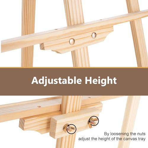 Falling in Art Adjustable Wooden Easel Stand for Painting&Display, Natural | Folding Art Easel for Display, Drawing, Wedding Sign and Poster, Suitable for Kids and Adults, Holds Up to 42" - style: Natural -1 Pack