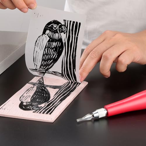 Linocut Tools - Premium Linoleum Carving Tools with 6 Blades | Ideal for Block Printing, Stamp Making, and Linocut Tools for Printmaking- Arts and Crafts Tools for Beginners and Artists