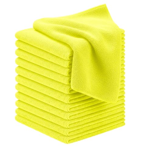 Avalon Towels Microfiber Cleaning Cloths (Value Pack of 12) - Size 12 x 12 Inches, Highly Absorbent Cleaning Rags, Lint Free, Reusable and Washable, Microfiber Towels for Cars - color: Yellow, size: Pack of 12 - 12x12 Inches