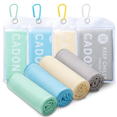 4팩 쿨링 타월 (101.6cm x 30.5cm(40 x 12인치)), 부드럽고 통기성이 좋은 차가운 타월, 아이스 타월 - color: 민트 그린 / 크림 옐로우 / 스카이 블루 / 라이트 그레이