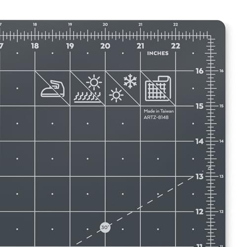 ARTEZA Self Healing Cutting Mat, 18 x 24 Inch Rotary Cutting Mat, Double-Sided 3 mm PVC-Free Craft Mat with Grid Lines and Angle Guides for Sewing, Quilting, Fabric, Paper, Vinyl, and Crafts - size: 12.4"L x 12.4"W