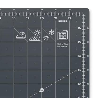 ARTEZA Self Healing Cutting Mat, 18 x 24 Inch Rotary Cutting Mat, Double-Sided 3 mm PVC-Free Craft Mat with Grid Lines and Angle Guides for Sewing, Quilting, Fabric, Paper, Vinyl, and Crafts - size: 12.4"L x 12.4"W