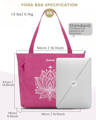 Gonex Yoga Mat Bag with Zipper Mat Carrier Canvas Gym Tote | Durable Canvas, Zipper Closures Prevent Slipping, Quick Access, Bottle Holder, Fits Yoga Blocks, Gym & Travel Use - color: Rose Red, size: Classic (15.5×5.5×14.5inch)
