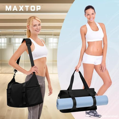 MAXTOP Women's Yoga Bag with Shoe Pouch,Travel Bag for Gym Workout Daily - color: Black