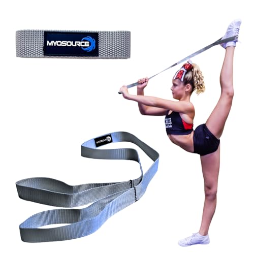 Myosource Kinetic Bands Cheerleading Flexibility Stunt Strap - Improve Stretching and Stunts for Cheer Dance Gymnastics & Physical Therapy – Stocking Stuffers Present for Kids Girls Adults - 12 Colors - color: Silver