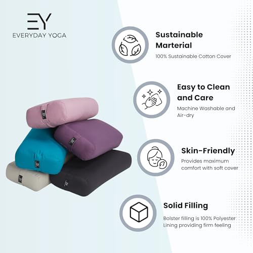 Everyday Yoga Premium Bolster, Soft Meditation Pillow, Multi-Colors - color: Black, style: D. Low Impact - Rectangular
