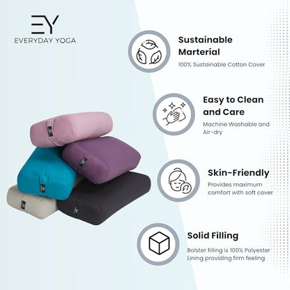 Everyday Yoga Premium Bolster, Soft Meditation Pillow, Multi-Colors | Carry Handle, Lightweight Cushion, Removable & Machine-Washable Cover, For Restorative Yoga & Relaxation - color: Peacock, style: A. High Impact - Rectangular