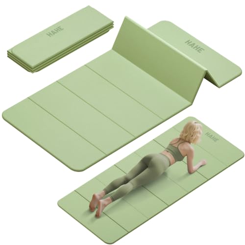 HAHE Foldable Yoga Mat 74"Lx32"Wx1/3"Thick, Folding Exercise Mats