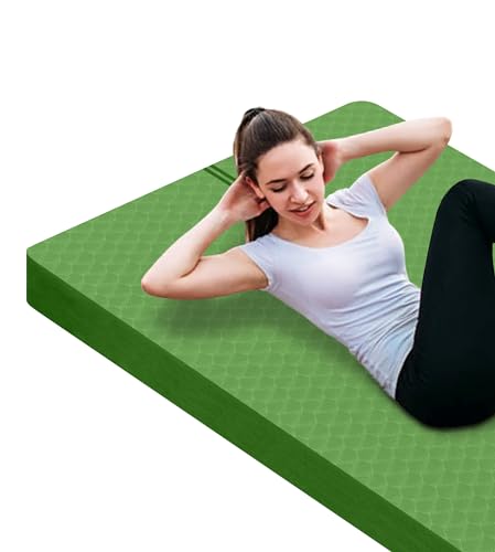 nuveti Large Exercise Mat - 15mm/20mm/30mm Thick Yoga Mat | Workout Mat for Fitness, Yoga, Pilates, Stretching & Floor Exercises for Women & Men with Free Carrying Bag - color: Green, size: 200X100X30MM