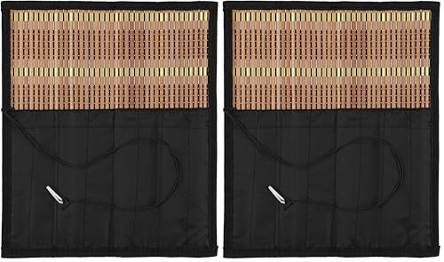 Creative Mark Paint Brush Roll Up Case - Bamboo Brush Mat with Tie Closure, 8 Large Pockets for Short and Long Handle Brushes, Breathable Design for Artists, Teachers, Students (Pack of 2) - size: Large (Pack of 2)