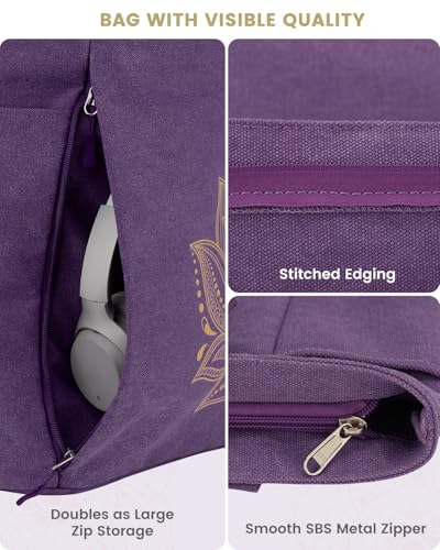 Gonex Yoga Mat Bag with Zipper Mat Carrier Canvas Gym Tote | Durable Canvas, Zipper Closures Prevent Slipping, Quick Access, Bottle Holder, Fits Yoga Blocks, Gym & Travel Use - color: Purple, size: X-Large(19.5×7×17inch)