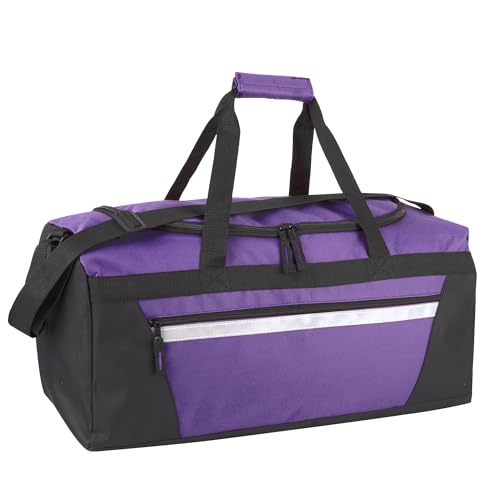 40 Liter, 22 Inch Reflective Duffle Bag with Shoulder Strap for Men, Women, Travel - color: Purple