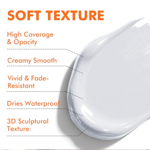 GOTIDEAL White Acrylic Paint, Titanium White Paint (250ml / 8.45oz) Tubes | Art Craft Paints, Rich Pigments Non Toxic for Canvas Painting, Rock, Stone, Wood, Art Supplies - color: Titanium White