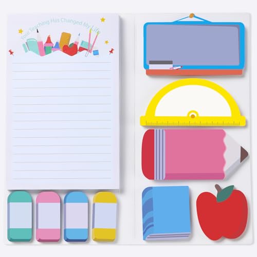 Hommie Sticky Notes Set, Teaching is A Work of Heart Divider Sticky Planner Sticky Note Teacher Appreciation Gift for School Supplies, Bible Supplies, Office Book Notes - color: Teacher(white Background)
