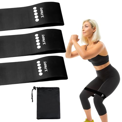 Ring Resistance Bands X-Heavy Heavy Duty Resistance Ring Total Body Fitness Exercise Bands Must Have for Working Out Fitness Leg Strength Training Yoga Men and Women Black 3 Pieces