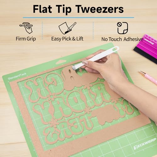 TECKWRAP Brayer Roller Set for Vinyl DIY Crafts & Relief Printing - 4 PCS | Printmaking Brayer, Pin Pen, Tweezers & Felt Squeegee for Iron-On Vinyl Stickers, Scrapbooking, Stamping, Card Making - color: Blue 4 set