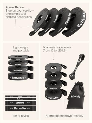 BetterMe Power Bands - Heavy Duty Resistance Bands for Working Out - Long Loop Resistance Bands for Strength Training, Pull Up Assistance, Mobility & Stretching