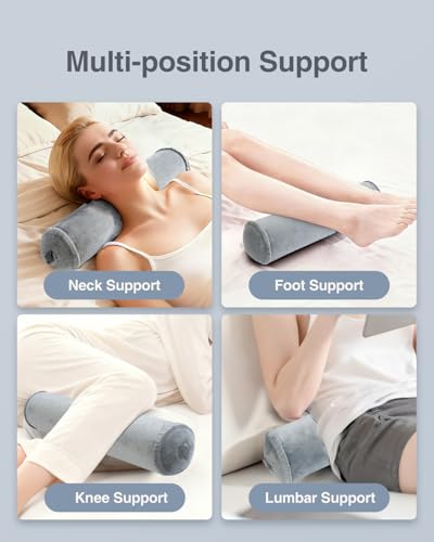 Luxtude Inflatable Neck Roll Pillow for Sleeping, Travel Neck Pillow - color: Grey-3.9" H