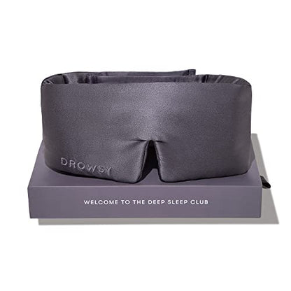 DROWSY Silk Sleep Mask - Face-Hugging, Padded Cocoon for Luxury Sleep in Total Darkness - 100% Pure Mulberry Silk (Moonlight Shadow) - color: Moonlight Shadow, size: 1 Count (Pack of 1)