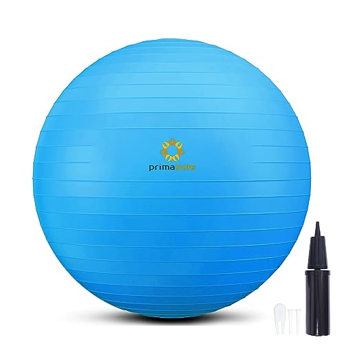 Primasole Exercise Ball for Balance Stability Fitness Workout Yoga Pilates at Home Office & Gym Birthing Ball for Pregnancy, Office Ball Chair - color: Blue, size: 65 cm