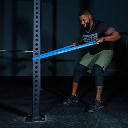 Serious Steel Fitness 81.3cm(32인치) 저항 트레이닝 밴드 (휴대용 운동 밴드 시스템 트레이닝 밴드 - 152cm(5피트 10인치) 미만의 개인에게 적합) - color: #3 블루 (11.3-36.3kg(25-80파운드))