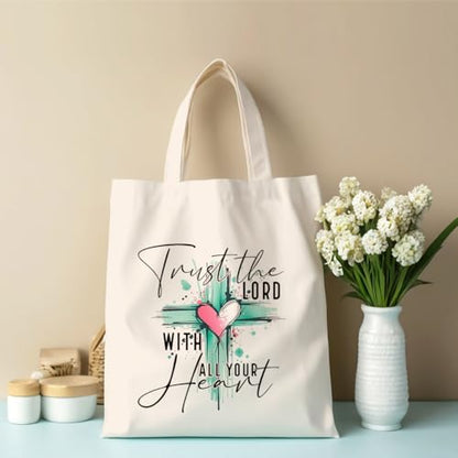 Inspirational Christian Gifts Canvas Tote Bag for Women, Christmas Friendship Birthday Religious Grocery Bags - color: Lordheart