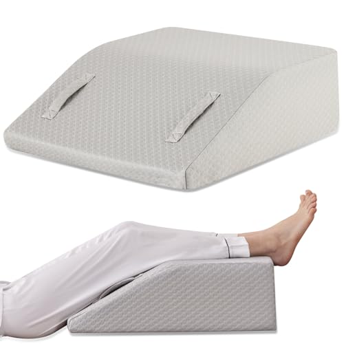Ruqmuis Leg Elevation Pillow for After Surgery, 6inch Foam Leg Elevating Pillow for Swelling and Blood Circulation, Leg Wedge Pillow for Sleeping, Knee Pillow for Knee Hip Ankle Pain Relief, Grey - color: Grey, size: Flat Top 6 Inch