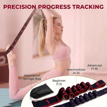 2Pcs Fitness Resistance Band for Stretching and Yoga, Numbered Resistance Band with Loops & Waterproof Portable Bag, 8 Segment Elastic Strap for Pilates, Dance & Physical Therapy