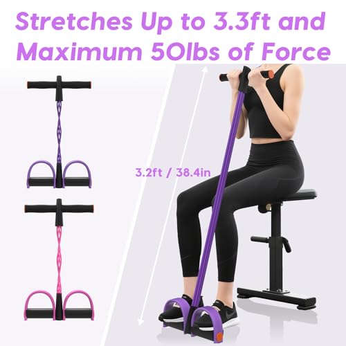 Pedal Resistance Band with Handle, 6-Tube Elastic Exercise Band Resistance
