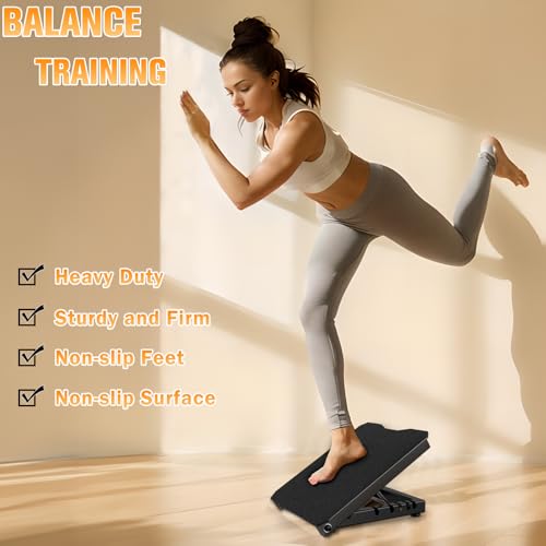 Metal Slant Board Calf Stretcher for Squat, Incline Balance Board - color: Black