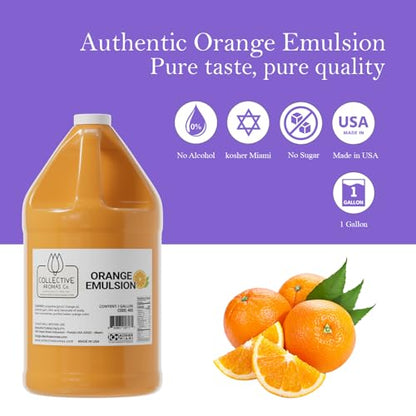 Collective Aromas Co. Orange Emulsion for Baking, Concentrated Orange Flavoring for Cakes, Cookies, Frosting & Desserts, Alcohol Free, Kosher, 1 Gallon (128 fl oz), Made in USA - size: Orange - 1 Gallon (128 fl oz)