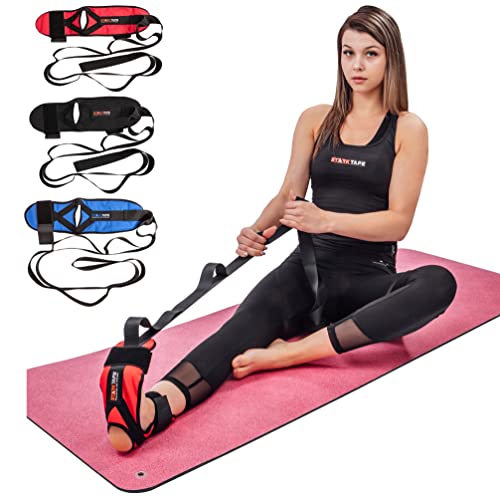 Foot and Leg Stretcher. Stretching Strap Loops for Plantar Fasciitis, Heel Spurs, Foot Drop, Hamstring, Quads. Improve Strength, Stretches, Achilles Tendonitis Stretch and Calf Pain Relief - color: Red