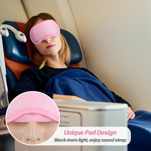 Aneco 50 Pieces Blindfold Sleep Mask Bulk Eye Mask Shade Cover with Nose Pad and Adjustable Strap for Travel Sleep Game Party Supplies, Light Pink - color: Light Pink