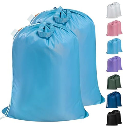 Polecasa 2 Pack Extra Heavy-Duty Laundry Bag with Handle, Gulf Blue, 28x36" - color: Gulf Blue, size: 28" x 36" | 2 Pack