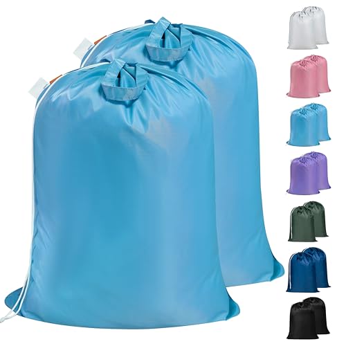 Polecasa 2 Pack Extra Heavy-Duty Laundry Bag with Handle, Gulf Blue, 28x36" - color: Gulf Blue, size: 28" x 36" | 2 Pack