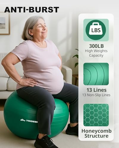 Trideer Exercise Ball for Physical Therapy, Core Strength, Stability & Balance Training, Swiss Ball for Yoga, Fitness & Rehabilitation - size: Standard Support-Small (15-18 inches/38-45 cm)