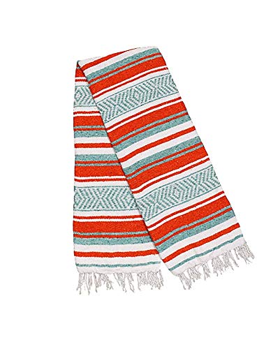 $averPak BodyForge Authentic Mexican Falsa Yoga Blanket (Orange/Teal/White) - color: Orange/Teal/White