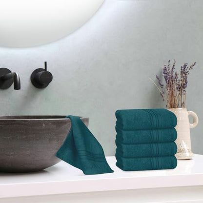 BOUTIQUO Ultra Soft Cotton Washcloths, Contains 12 Piece Face Cloths 12x12 inch, Ideal for Everyday use Face Towels, Compact & Lightweight Multi Purpose Washcloths - Teal - color: Teal, size: Washcloths - Set of 12