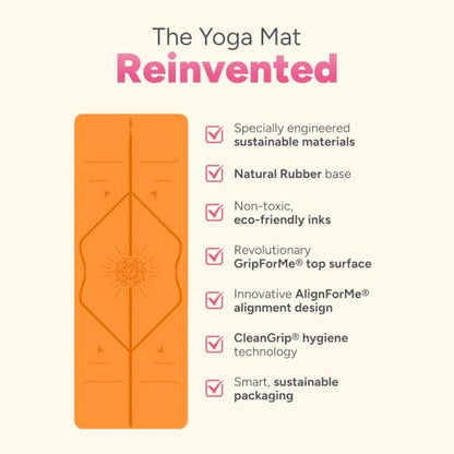 Liforme Special Yoga Mat - Patented Alignment Design, Ultimate Grip - color: Orange