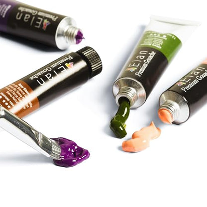 Elan Professional Gouache Paint Set, 24 Rich Colors Gouache Paint Tubes 0.4fl oz, Mini Tubes for Canvas & Crafts, Art Paints for Adults - color: Gouache, style: 24x0.4 Oz